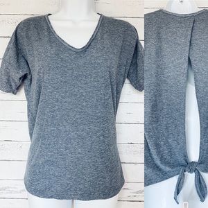 Ethereal Open Back Tie Blue Heather Tee